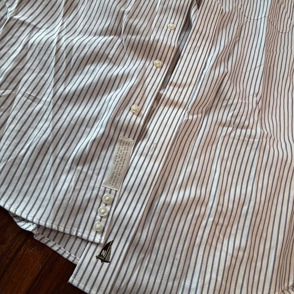Nordstrom Smartcare Mens Striped Dress Shirt‎ 15.5 35 Tailored Fit Blue White - Picture 5 of 7